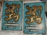 Pair 1950s Lowenbrau Lion Beer Signs Munich Germany  