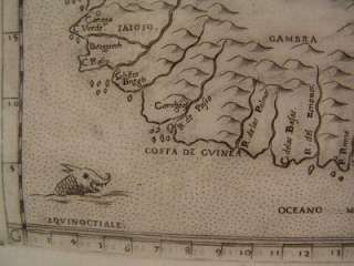   Africa Senegal Canary Islands 1599 Ruscelli antique map w/ sea monster