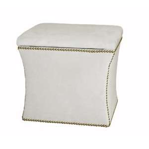   Skyline Furniture Storage Ottoman in Velvet White Furniture & Decor
