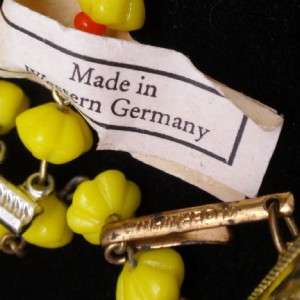 Strand Necklace Yellow Orange Beads West Germany Vintage  