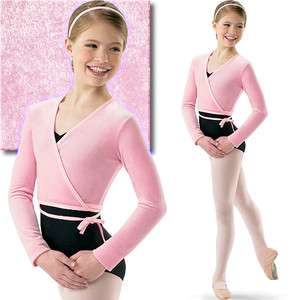 NEW Girl Pink Ballet Dance Ice Skating Wrap Top Warm up Jacket Velvet 