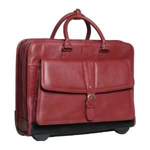   Stafford Rolling Leather 17 Laptop Tote  Red 