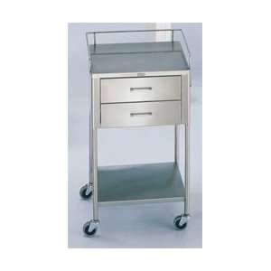  SS Anesthesia Utility Table with Guard Rail and Two 