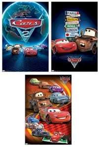 CARS 2 ~ MOVIE POSTER SET OF 3 Earth Cities Stripe 22x34 LOT Disney 