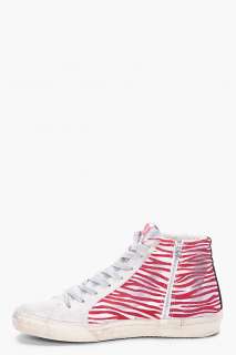 Golden Goose White And Red Zebra Slide Sneakers for men  