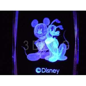 Disney Mickey Mouse with Pluto 3D Laser Etched Crystal 