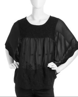 Romeo & Juliet Couture Cape Sleeve Embroidered Top  