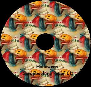 Primitive Halloween Vintage Images Scrapbook Paper CD  