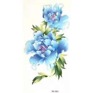   delicate fragrance of blue peony temporary tattoos waterproof painted