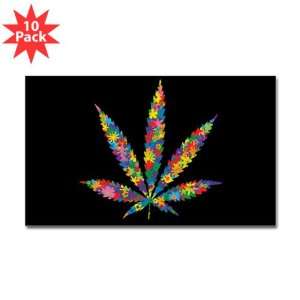   Sticker (Rectangle) (10 Pack) Marijuana Flowers 60s 