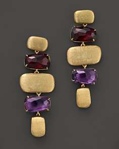   murano 18k yellow gold earrings with amethyst and blue topaz $ 1760 00