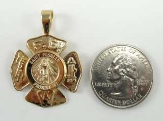14K Gold Pendant Medal Fire Fighters’ St. Florian 1 1/8  