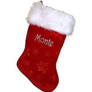   Christmas Stocking 17 in. Etched Snowflake Plush Cu 