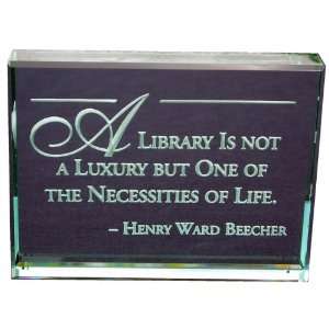 A Library Hand Carved Polished Glass Paperweight Office 