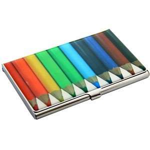  Colouring Pencils Business Card Holder Case Office 