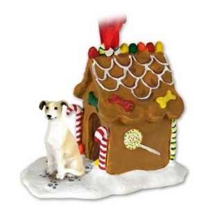 Tan Greyhound Gingerbread House Christmas Ornament