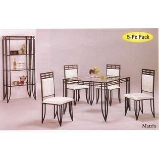 5pc Matrix Style Black Wrought Iron Square Dining Table w/4 Chairs Set 