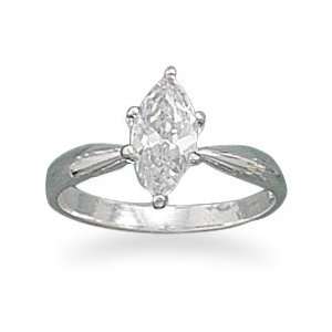  Sterling Silver 10x5mm Marquise CZ Ring Jewelry