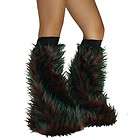 Psychedelic Green Black Brown  Furry Fluffies Rave Boot Cover 