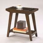   Matthew dark brown finish wood chair side end table with middle drawe