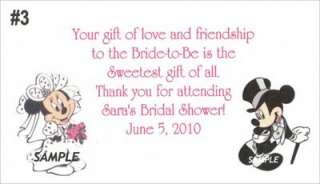 25 Mickey Minnie Bridal Shower Wedding Favor Gift Tags  