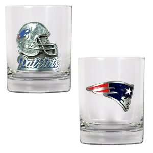 New England Patriots 2pc Rocks Glass Set   Primary Logo & Helmet Logo