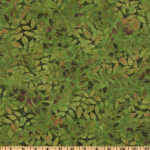  44 Wide Fallen Leaves Green Fabric By The Yard Arts 
