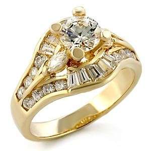 45ct. CUBIC ZIRCONIA 14kt GOLD PLATED RING Sz 5 10  