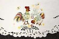 Easter embroidered 72 tablecloth chicken rooster egg  