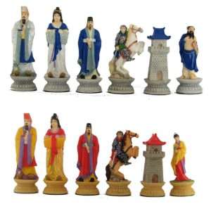  CLEARANCE Oriental Hand Painted Polystone Chess Pieces 