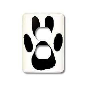  Large Black Paw On White   Light Switch Covers   2 plug outlet cover
