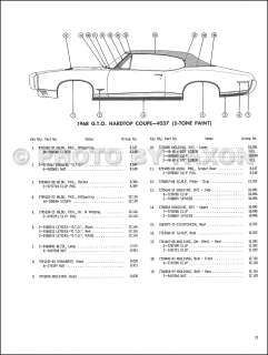 1968 Pontiac Chrome Molding Body Trim Parts Book Firebird GTO LeMans 