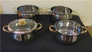 COMMAND PERFORMANCE STAINLESS STEEL 18/10 COOKWARE POTS~SILVER GOLD 2 