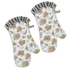  Kay Dee Designs Oven Mitts, Taupe Floral, Set of 2