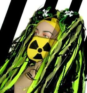 Neon Yellow Nuke Hazard Symbol Surgical Cosplay Mask  
