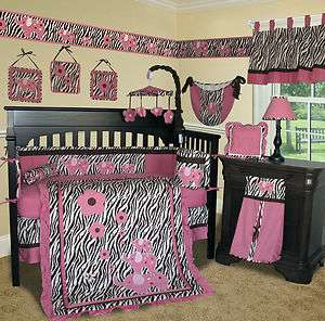 Baby Boutique   Pink Zebra 15 PCS Crib Bedding Set  