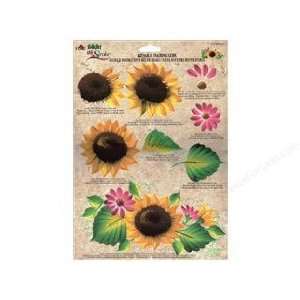  1105 Sunflower, Folk Art, One Stroke, Reusable Teaching 
