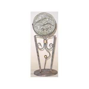  Iron & Glass Candle Holders