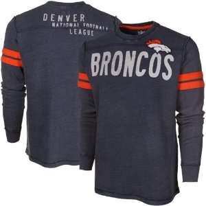  NFL Denver Broncos Rave Long Sleeve Premium T Shirt   Navy 
