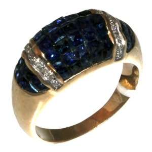   50 ct square sapphire round diamonds ring with gallery, size 7  