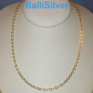   Sterling Silver 925 VERMEIL 4mm Flat Circles Chain Necklace 16 40cm