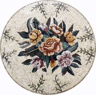 Floral Medallion Mosaic Pattern Tile Stone Art Floor  