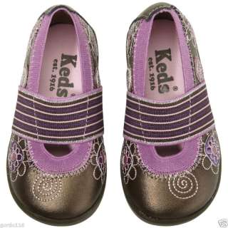 Keds Girls Leather Teagan Brown Purple MJ Shoes NIB  