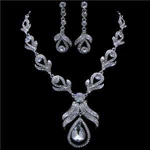 Teardrop Earring Necklace Set Swarovski Crystal Bridal  