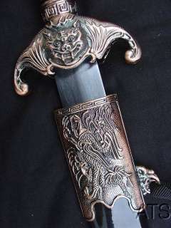 39.4 Chinese Tai Chi Sword Craved Dragon Saya Jian Red Tassel  