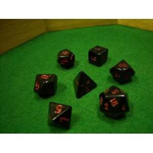  Stone Dice Obsidian 14mm Set and Bag Toys & Games