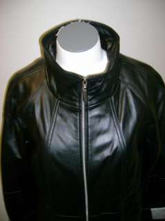 Centigrade Lamb Leather Coat w/Removable Faux Fur Black  
