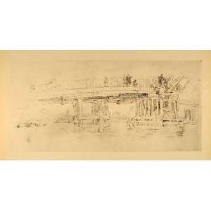  1914 Whistler Old Battersea Bridge London Lithograph 
