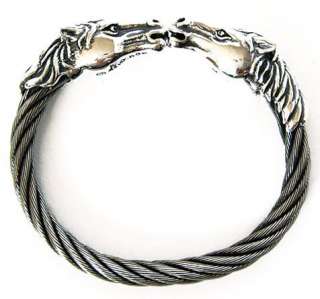 MUSTANG HORSE STERLING SILVER MENS CUFF BANGLE BRACELET  