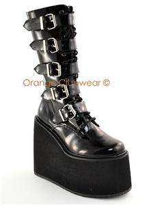 DEMONIA Womens Platform Gothic Punk Buckle Boots Shoes 885487033594 